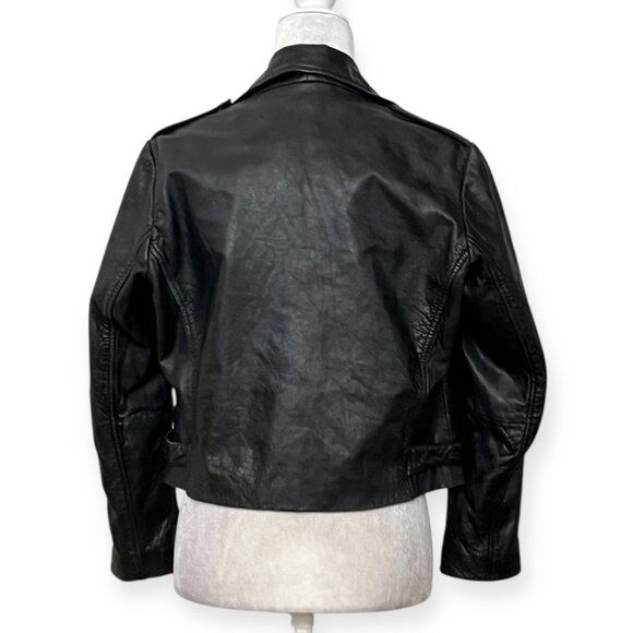 Topshop Women’s Genuine Leather Moto Biker Jacket Black Size US 8 UK 12 - Picture 3 of 13